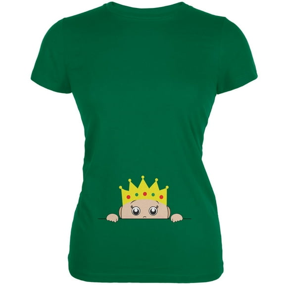Peeking Baby My Little Prince Kelly Green Juniors Soft T-Shirt - Medium