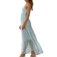 thumbnail image 4 of ZAXARRA Robe Longue Ligne A pour Femmes Couleur Unie Col Licou Sans Manches Dos Nu Robe d'Été Décontractée pour Fête à la Plage, 4 of 6