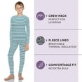 thumbnail image 4 of Rocky Kids Thermal Underwear Top & Bottom Set Long Johns for Boys, Seafoam Striped Medium, 4 of 8