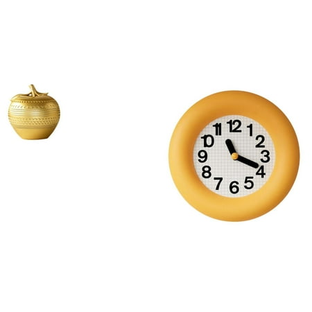CarpNettore Modern Resin Fruit Figurine Sculpture and Silent Contemporary Analog Wall Clock for Dining Room Bedroom Office Tabletop Decor