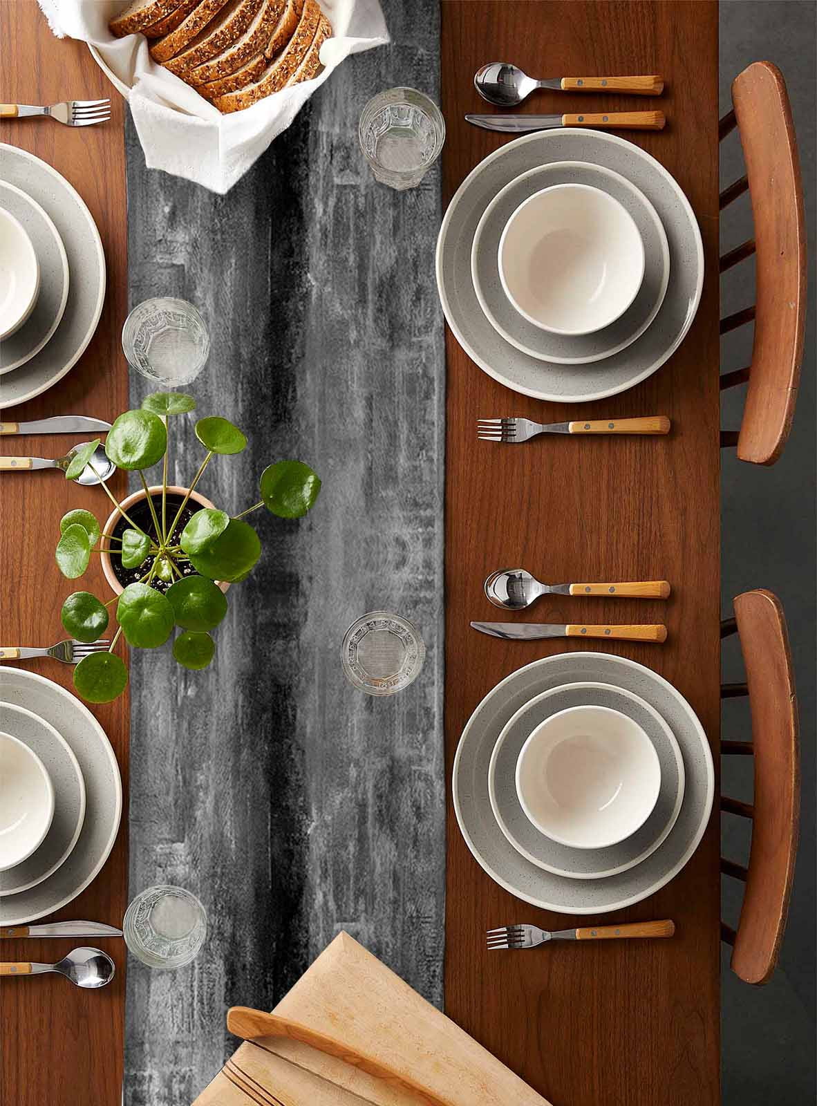 Table Runner 70 Inches Long for Kitchen Dining, Gray Dresser Scarf Farmhouse, Dining Table Decorations for Wedding/Parties, Retro Oil Painting Modern Abstract Art Aesthetics 13 x 70 In