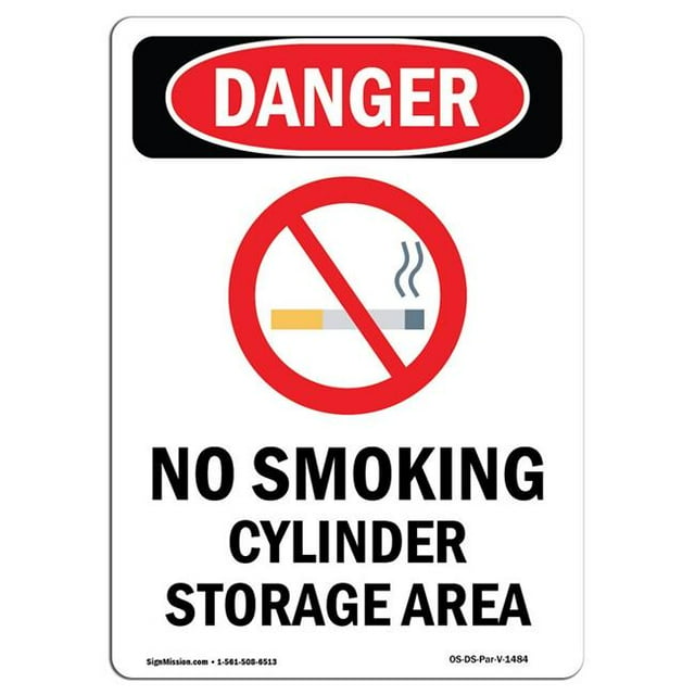 SignMission OS-DS-A-1218-V-1484 12 x 18 in. OSHA Danger Sign - No Smoking Cylinder