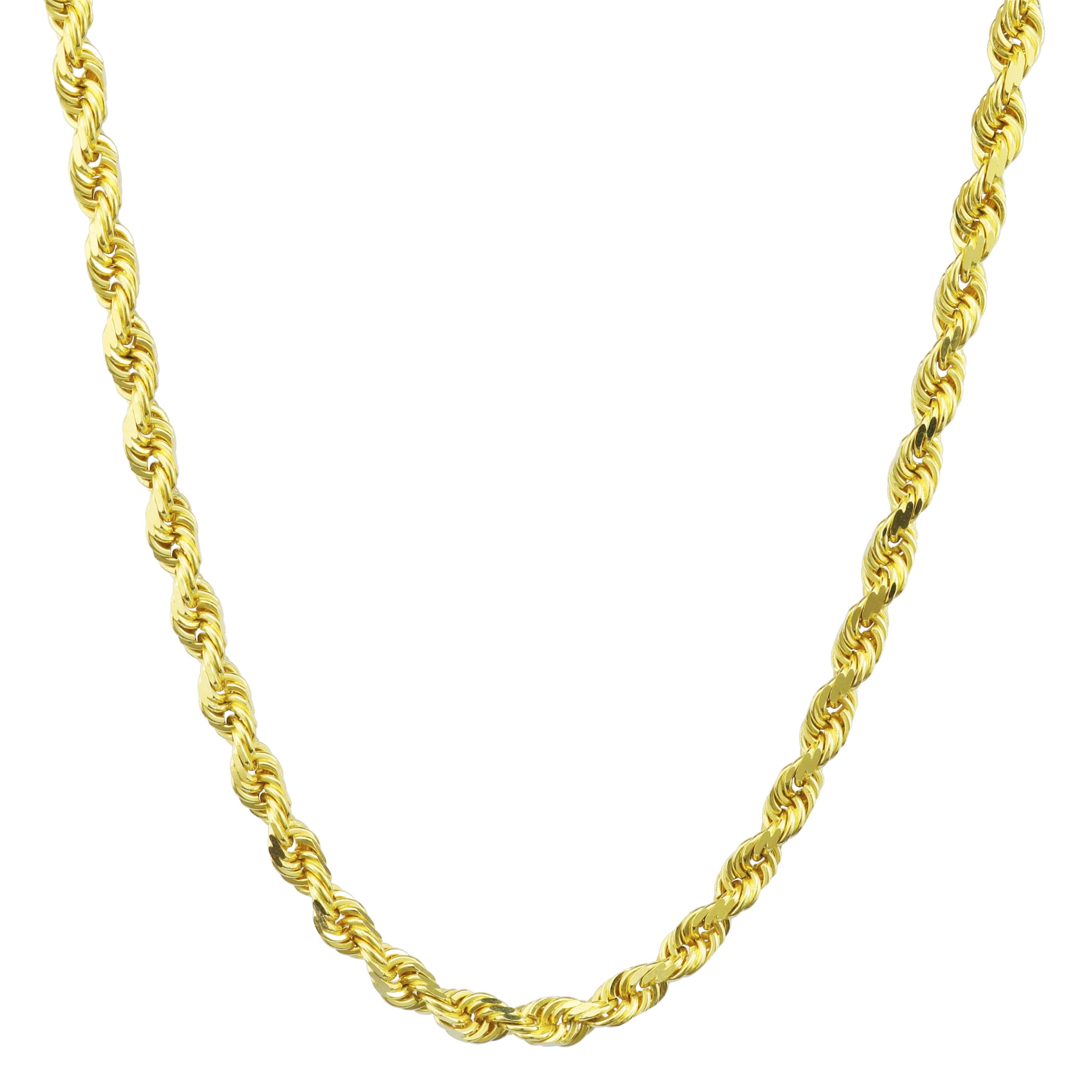Nuragold - 14k Yellow Gold 5mm Hollow Rope Chain Pendant Necklace