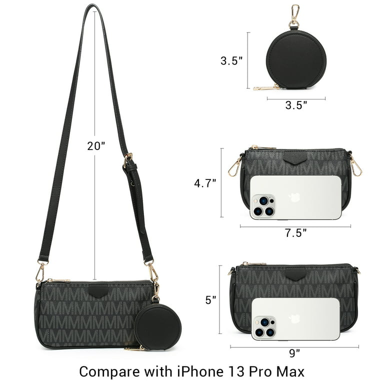 MKP Women Multipurpose Handbags Shoulder Crossbody Bag with Coin Purse Wallet 3pcs Set, Women's, Size: Large, Black