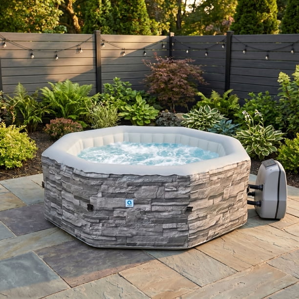 Avenli Vermont 3-5 Person Inflatable Hot Tub Spa + Cover, Gray