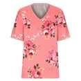 thumbnail image 3 of Patlollav Womans T-Shirt Plus Size Clearance Fashion Casual Scenic Flower Print V-Neck Tops, 3 of 6