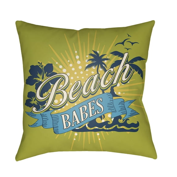 Surya LTCH-BBS-2626 Litchfield 26" Wide Square Novelty "Beach Babes" Polyester Outdoor