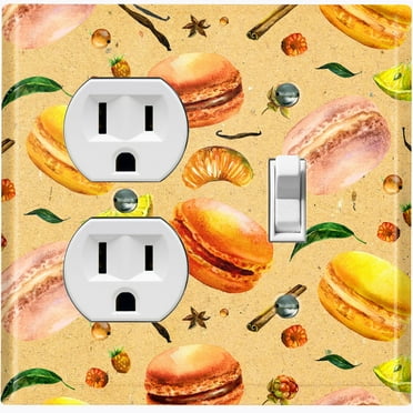 Metal Light Switch Plate Cover Macaroon Fruit Croissant French Desserts CAK014