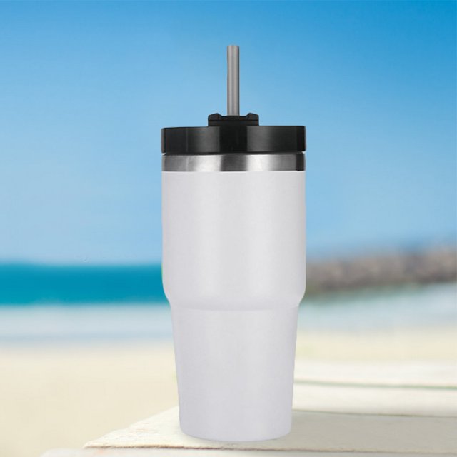Copas De Coche Taza de acero inoxidable 304 con doble aislamiento para coche, 20 onzas, Ice Tyrant Cup (blanco)