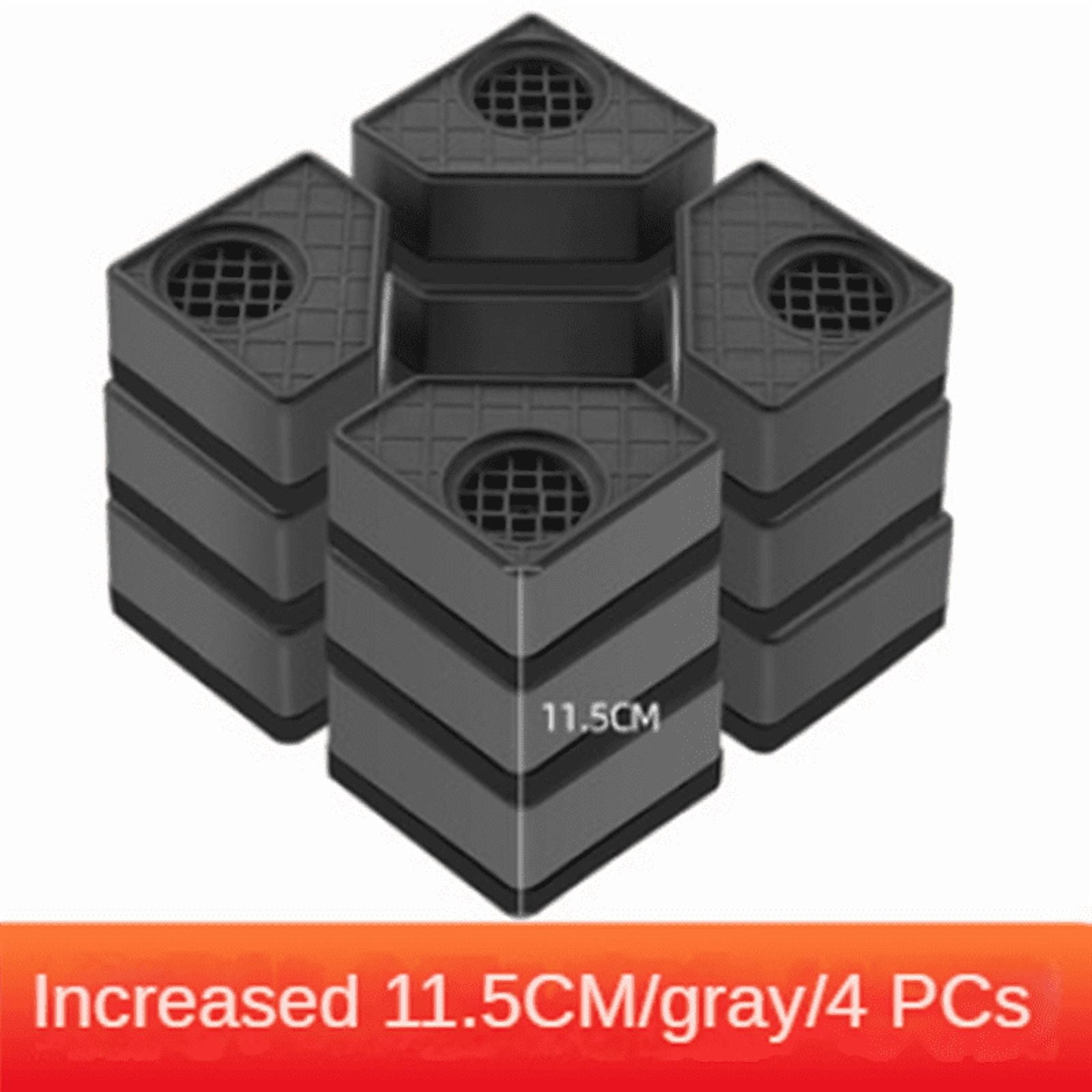 4Pcs Washing Machine Height Increase Pads Anti Pads Silent Skid Raiser Mat Refrigerator Dryer Support Stand 11.5CM,4 x Washing Machine Feet Pads,Gray & Black