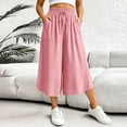 thumbnail image 2 of Besolor Wide Leg Capri Pants for Women Drawstring Elastic High Waisted Pant Casual Loose Loungewear Capris Trousers with Pockets, 2 of 7