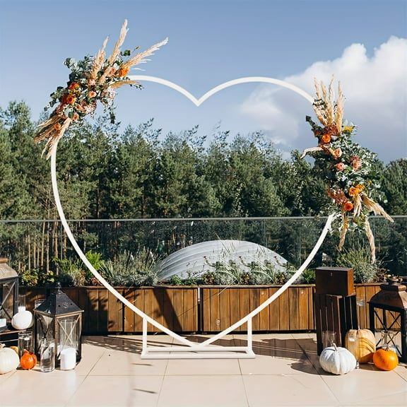 Heavy Duty White Heart Shape Wedding Arch Stand, Metal Arbor Backdrop Frame for Ceremony, Garden, Christmas, Bridal Party Decor