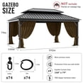 thumbnail image 2 of Pakunoda 14' X 6.5' Gazebo Universal Replacement Privacy 4-Panel Curtains, Waterproof Outdoor Curtains Chococlate Sidewall with Zipper for Patio 12' X 16' Gazebo Garden Backyard, Curtain Only, 2 of 8
