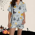 thumbnail image 5 of Hvot&aat Halloween Pajamas Women Sets Silk Satin Ghost Graphic Cute Sleepwear Short Sleeve Shirts and Shorts Sets, 5 of 7
