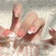 thumbnail image 2 of Cute Valentine's Day French Tip Press On Nails - Glossy Pink Blush Acrylic False Nails with White Heart Pattern - Full Coverage Sticks On Nails for Women, 2 of 4