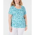thumbnail image 1 of Karen Scott Plus Size Printed T-Shirt – 0X, Blue, 1 of 5