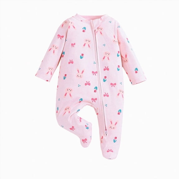Wonitaaizi Baby Sleepers Newborn Baby One-Piece Footies for Girl Boy(6-12 Months,Pink)