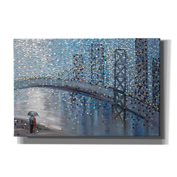 Epic Graffiti 'Rainy Date With The Bridge View' by Ekaterina Ermilkina, Canvas Wall Art, 18"x12"