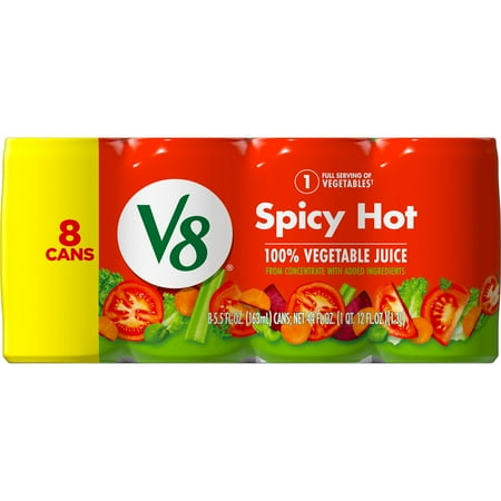 ( APRIL 13/26) V8 Spicy Hot 100% Vegetable Juice  5.5 fl oz Can  48 Count