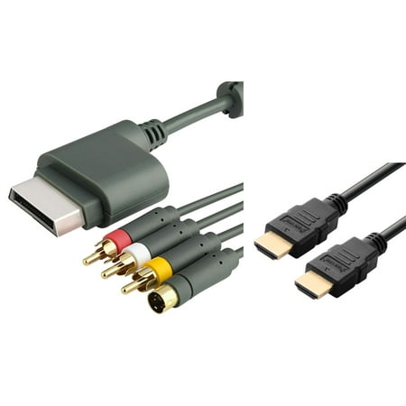 Insten 6Ft HDMI Cable+AV Composite S-Video Cable for Xbox 360