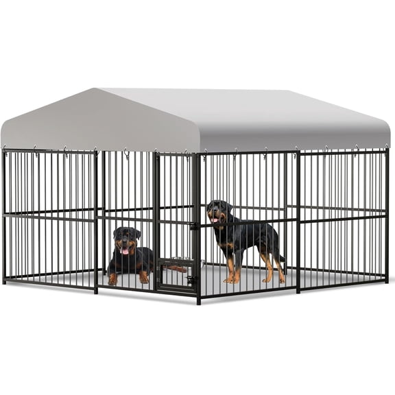 DSstyles Large Outdoor Dog Kennel, 10X10X6FT Heavy Duty Dog Cage with Roof, Dog Kennel Outdoor, Dog House with Safety Locks,UV & Water Resistant Proof Cover, for Garden Backyard