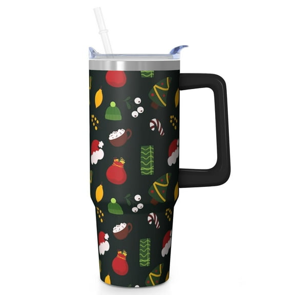30oz Christmas Ornaments Tumbler with Lid and Straw, Stainless Steel Cup with Handle Snowman Travel Coffee Mug, Xmas Gifts