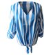 thumbnail image 4 of Puntoco Ladies Fashion Printed Sexy V-Neck Chiffon Striped Anudado Casual Shirt top Puntoco Puntoco-2099, 4 of 5
