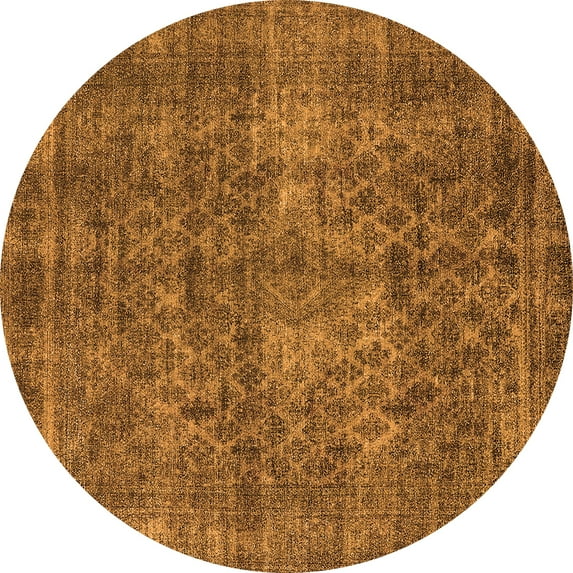Ahgly Company Indoor Round Oriental Orange Industrial Area Rugs, 6' Round