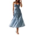 thumbnail image 4 of Michellecmm  Women Summer Casual Long Dress Solid Color Tie-Up Sling Dress, 4 of 9