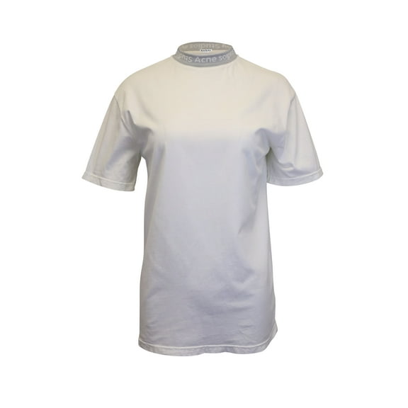 Pre-Owned Acne Studios Logo Neck Tshirt in White Cotton