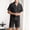 Black, variant on Men's Notch Collar Short Sleeve Pajama Set, Button Down Sleep Top & Elastic Waist Sleep Shorts with Pockets, Summer Soft Home Nightwear Coffee
