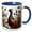 Blue/White, variant on 3drose, Ring-necked Pheasant Surrounded by American Pasque Flower, 15oz Two-tone Red Mug