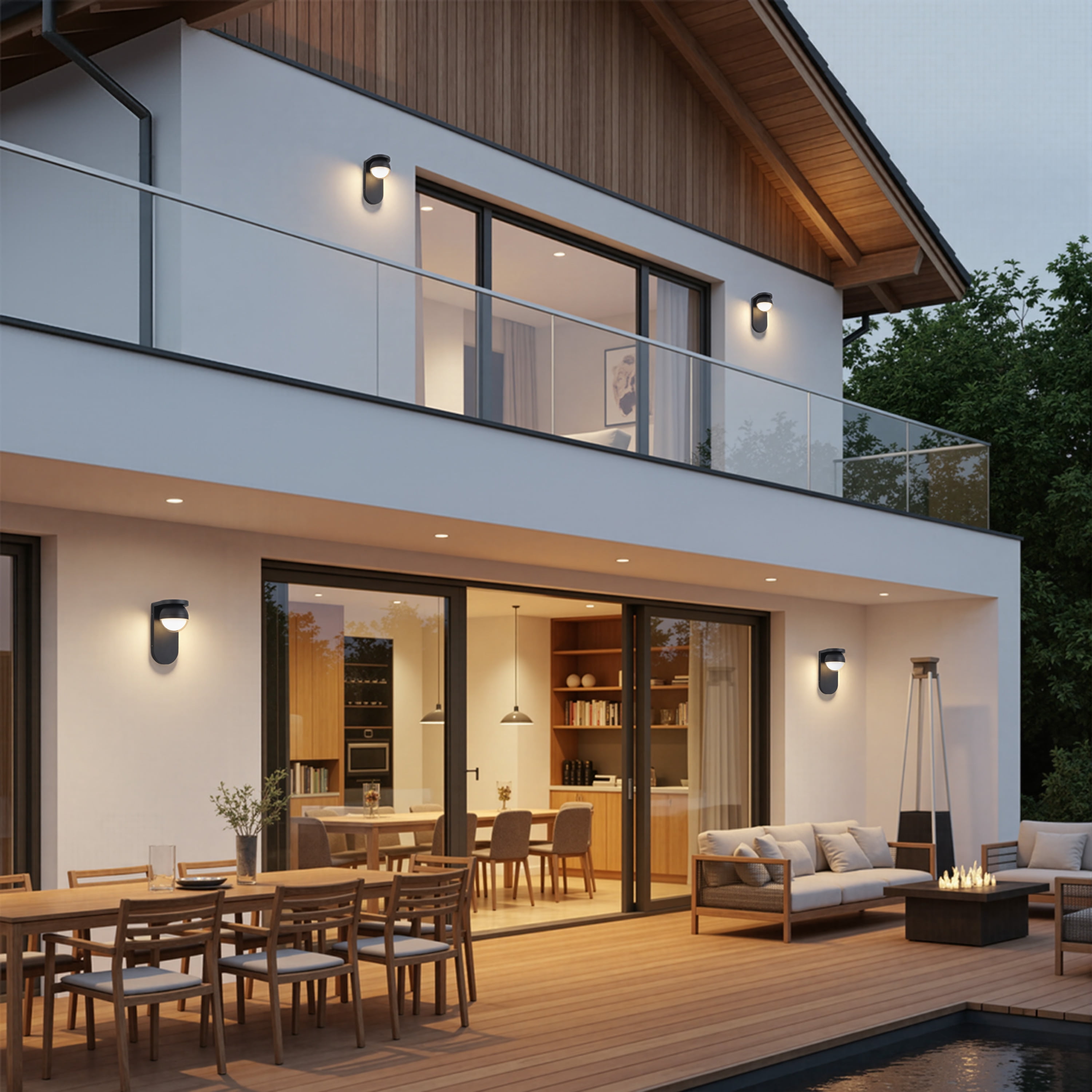 C Cattleya 11-in  Matte Black Hardwired Integrated LED Outdoor Wall Light