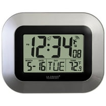 La Crosse Technology WT-8005U-S Atomic Digital Wall Clock with Indoor Temperature, Silver, Pack of 5