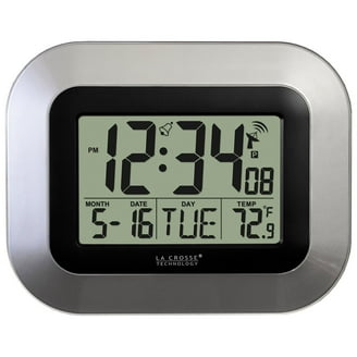 La Crosse Technology Atomic Digital Clock, Black & Silver