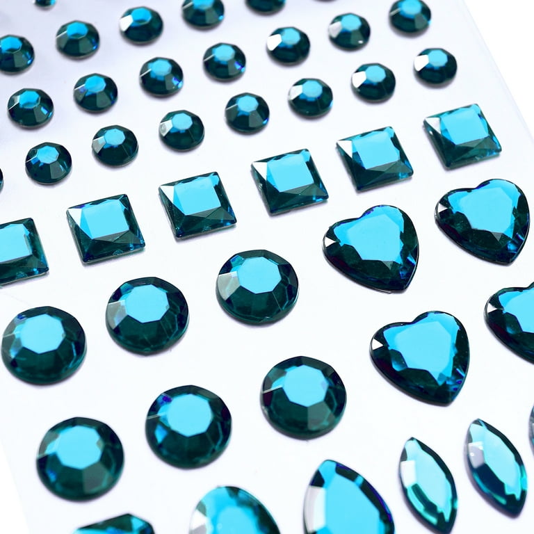  Blue Aqua Self Adhesive Acrylic Rhinestones 3 Sizes 4mm 6mm 8mm  Plastic Face Gems Stick On Body Jewels Hair Crystals For DIY Cards And  Invitations Crafts Bling Sticker - 5 Sheets - 480PCS