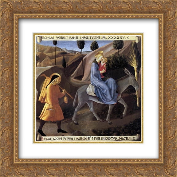Fra Angelico 2x Matted 20x20 Gold Ornate Framed Art Print 'Flight into Egypt'