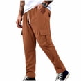 thumbnail image 3 of YABCSAZ Mens Corduroy Cargo Pants Straight Leg Multi Pocket Joggers Elastic Waist Drawstring Casual Work Trousers Loose Fit Cotton Blend Outdoor Streetwear Pants with Pockets, 3 of 10