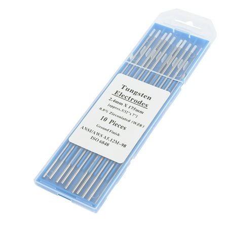 

FitBest 10Pcs Zirconiated Tungsten Electrodes 1.0/1.6/2.4/3.2mm WZ8 White Tip For AC Tig Welding