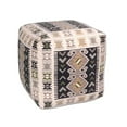 thumbnail image 4 of Shades of Brown Tribal Print Woven Pouf Ottoman, 4 of 4