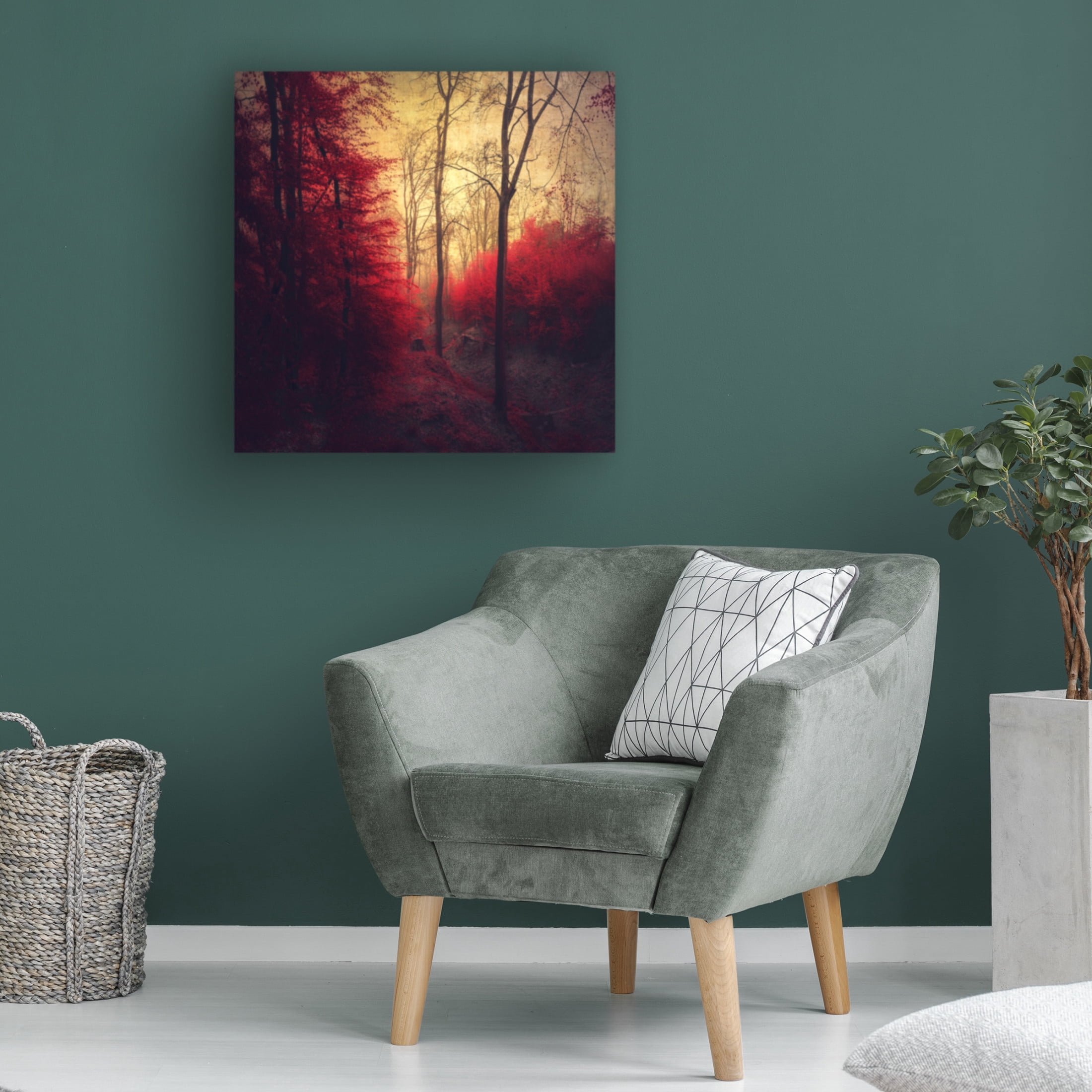 Canvas Wall Art - Dirk Wüstenhagen 'Ruby Red Forest' Wall Art for Living Room, Bedroom, or Office Décor by Trademark Fine Art - 35 x 35 Inches
