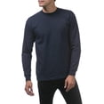 thumbnail image 3 of Pro Club Men's Heavyweight Cotton Long Sleeve Crew Neck T-Shirt NVY-2XL, 3 of 5