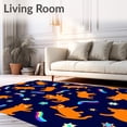 thumbnail image 2 of ODIKA 3'x5' Machine Washable Non-Slip Area Rug, Whimsical Feline Illuminated Floor Covering with LED Accent High Traffic Rug, Orange, 617269, 2 of 7