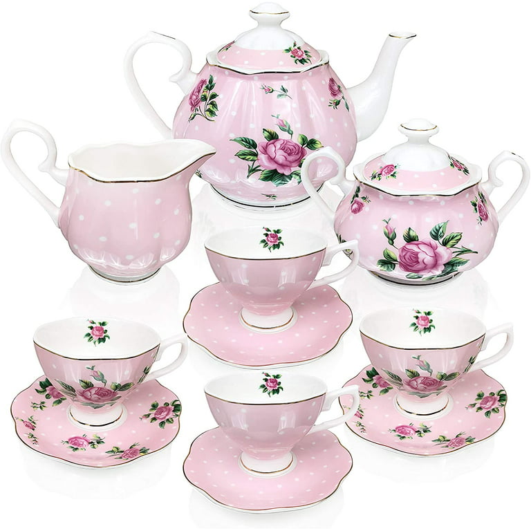 BTäT- Multicolor Floral Tea Cups and Saucers (set of 8)