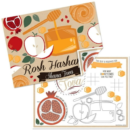 

Rosh Hashanah - Paper Jewish New Year Coloring Sheets - Activity Placemats - Set of 16