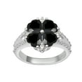 thumbnail image 1 of 5 MM Forme de Coeur Noir Spinelle 925 Argent Sterling Femmes Anneau de Cluster, 1 of 2