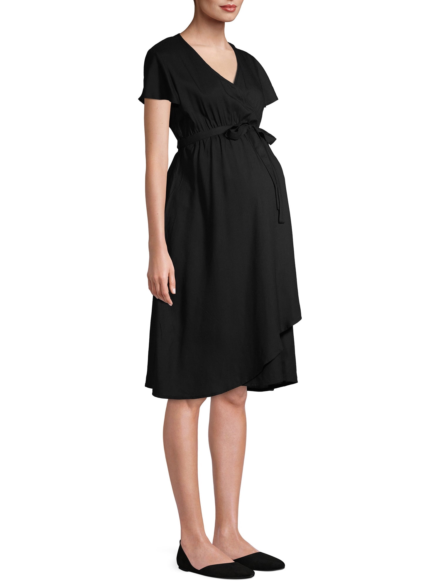 angel sleeve wrap dress