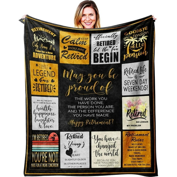 Retirement Blanket Gift, Retirement Gifts for Women, Retired Gifts for Men, Best Retirement Gifts, Farewell Gifts for Coworkers, Teacher Retirement Gifts for Women Throw Blanket