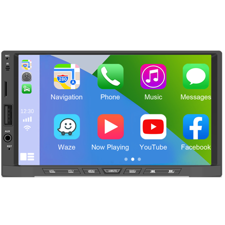 Roinvou Double Din Car Stereo Radio 7'' Touch Screen + Apple Carplay/Android Auto Universal Car Multimedia Player Bluetooth FM Radio TF/USB Rear View