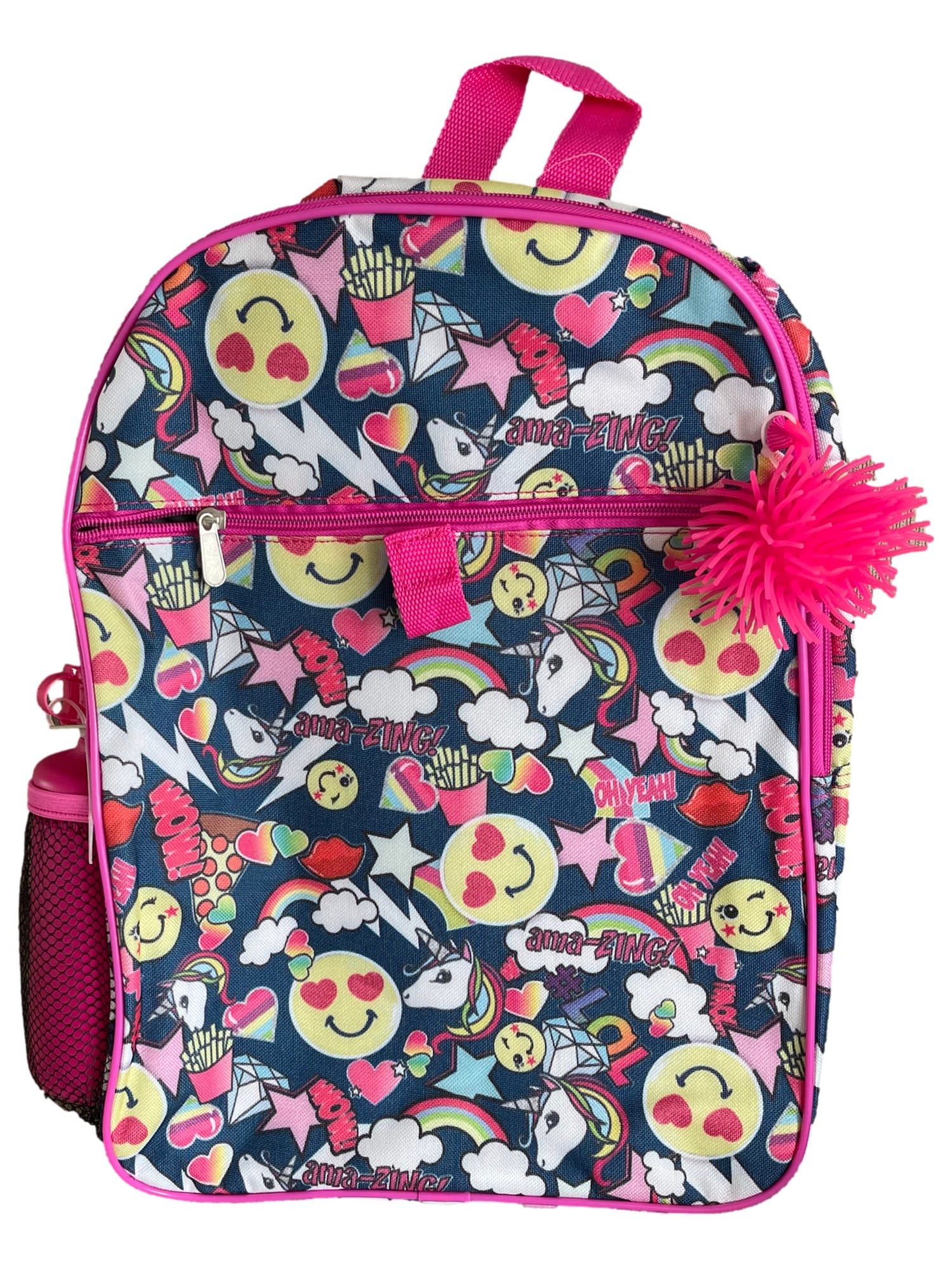 Attatude Smiley Emoji Unicorn Backpack Lunch Box 4 Piece Set